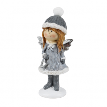 Winterengel Mädchen, Weihnachtsengel mit Stern, 14 cm.