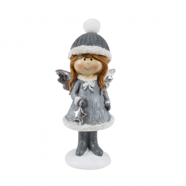Winterengel Mädchen, Weihnachtsengel mit Stern, 14 cm