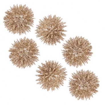 6 Streudeko Glitzer Kugeln in Gold, 25 mm