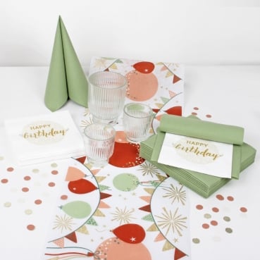50-teiliges Tischdeko Paket Geburtstag "Sage & Blush"