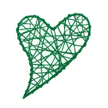 20 Draht Herzen geschlossen in Dunkelgrün, 70 mm