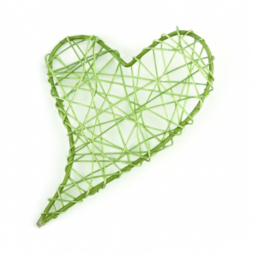 20 Draht Herzen geschlossen in Hellgrün, 70 mm