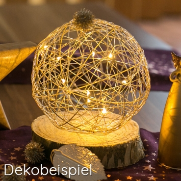 Draht Lichtkugel mit 10 LED Lämpchen zum Stellen oder Aufhängen, 13 cm
