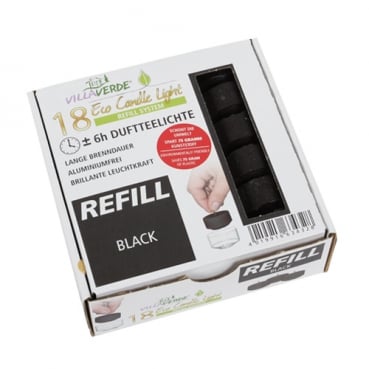 18 Wachsrohlinge, Duftteelichter Black für Refill System Hüllen, 6 h Brenndauer