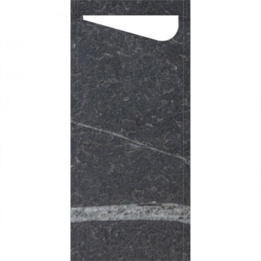 Duni Bestecktasche Sacchetto Marble Black mit Serviette in Weiß, 8,5 x 19 cm