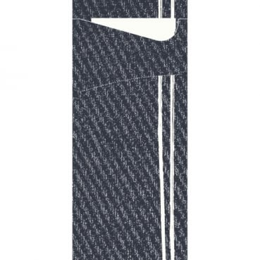 Duni Bestecktasche Sacchetto Plate It Black mit Serviette in Weiß, 8,5 x 19 cm