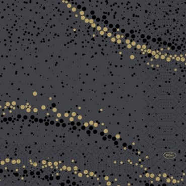Duni Zelltuch Servietten Golden Stardust Black, 33 x 33 cm