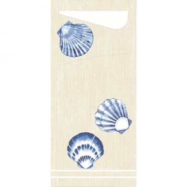 Duni Bestecktasche Sacchetto Tide mit Serviette in Weiß, 8,5 x 19 cm
