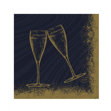 Duni Bio Dunisoft Cocktail-Servietten Sparkly Cheers Black, 20 x 20 cm