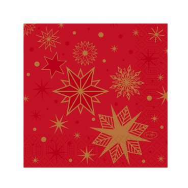 Duni Zelltuch Cocktail-Servietten Stargazing Red, 24 x 24 cm