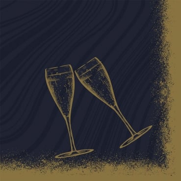 Duni Bio Dunisoft Servietten Sparkly Cheers Black, 40 x 40 cm