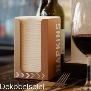 Dekobeispiel für Duni ecoecho® Spenderbox mit 100 Dunisoft Cocktail Servietten.