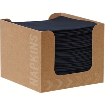 Duni ecoecho® Spenderbox mit 50 Bio Dunisoft Cocktail Servietten in Schwarz, 20 x 20 cm