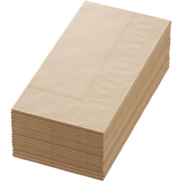 Duni Zelltuch Servietten in Natural Brown, 2-lagig, ⅛ Buchfalz, 40 cm