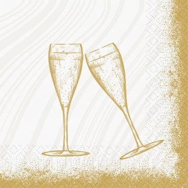 Duni Zelltuch Servietten Sparkly Cheers White, 33 x 33 cm