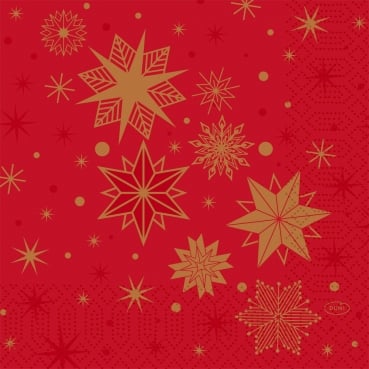 Duni Zelltuch Servietten Stargazing Red, 33 x 33 cm