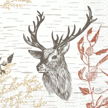 Duni Zelltuch Servietten Wood & Deer, 33 x 33 cm