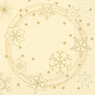Duni Zelltuch Servietten Star Shine Cream, 33 x 33 cm