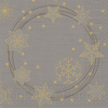 Duni Zelltuch Servietten Star Shine Granite Grey, 33 x 33 cm