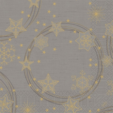 Duni Zelltuch Servietten Star Shine Granite Grey, 40 x 40 cm