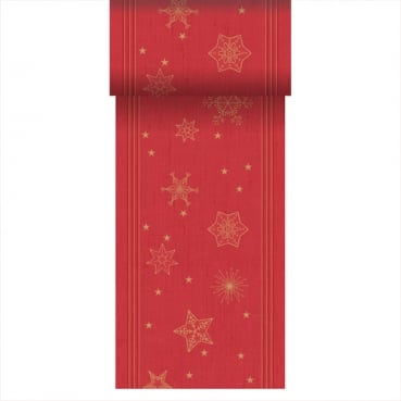 20 Meter Rolle Duni Dunicel Tischläufer Star Shine Red, 15 cm Breite