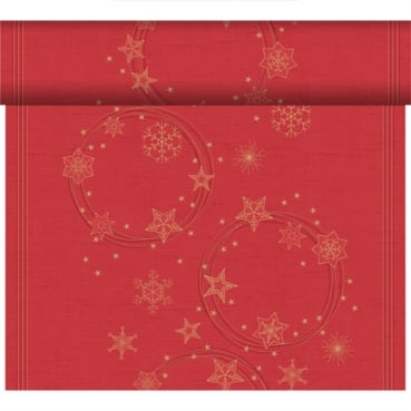 24 Meter Rolle Duni Dunicel Tischläufer Star Shine Red