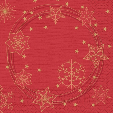 Duni Zelltuch Servietten Star Shine Red, 33 x 33 cm