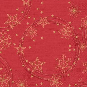 Duni Zelltuch Servietten Star Shine Red, 40 x 40 cm