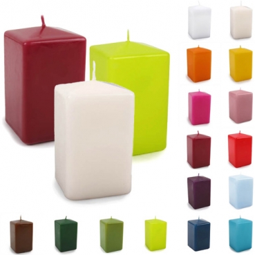 Deutsche Qualitäts Kerzen Eckig 60 x 60 x 100 mm in 16 Farben