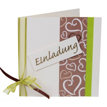 Einladungskarte Hochzeit in Grün/Braun