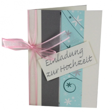 Einladungskarte Hochzeit in Weiß/Mintblau