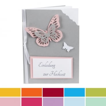 Einladungskarte Schmetterling zur Hochzeit in 10 Farben