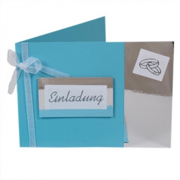 Einladungskarte Silberne Hochzeit in Silber/Pazifik Blau