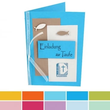 Einladungskarte Taufe, Maritim, Fische, Bibel in 10 Farben