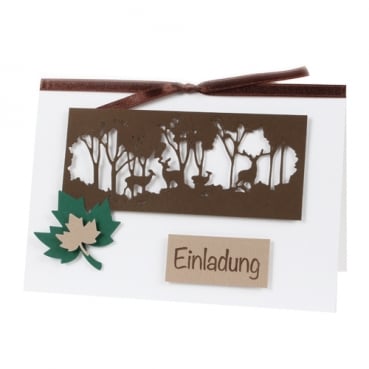 Einladungskarte Herbst, Wald & Wild in Braun/Grün