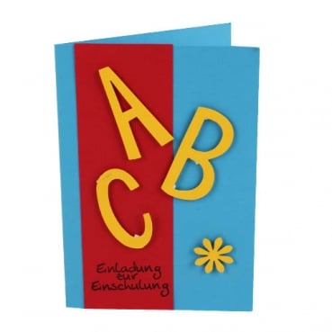 Einladungskarte zur Einschulung, ABC in Pazifik Blau