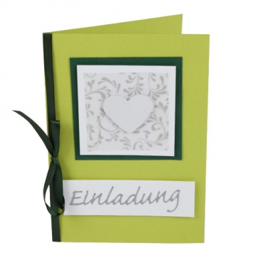 Einladungskarte, Ornamente in Dunkelgrün/Kiwi