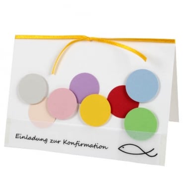 Einladungskarte Konfirmation, Bunte Punkte