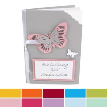 Einladungskarte Schmetterling zur Konfirmation in 10 Farben