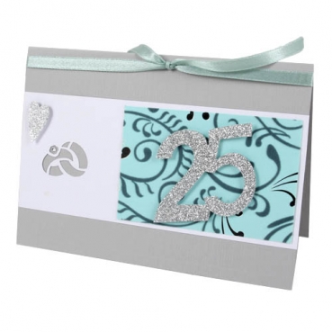 Einladungskarte Silberne Hochzeit, Ornamente in Mint
