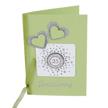 Einladungskarte Silberne Hochzeit in Lindgrün
