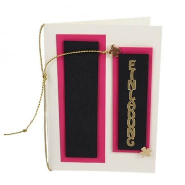 Einladungskarte Silvester, Glück, teilgeprägt in Schwarz/Pink