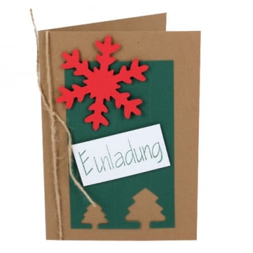 Einladungskarte Weihnachten, Eiskristall, Tannenbaum
