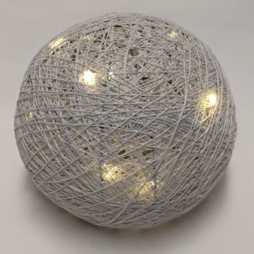 Faden Kugellampe, Leuchtkugel mit 10 LED Lämpchen, hellgrau, 20 cm