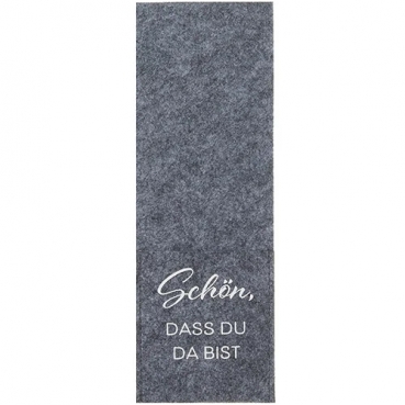 Filz Bestecktasche -Schön, dass du da bist- in Hellgrau meliert, 26 cm