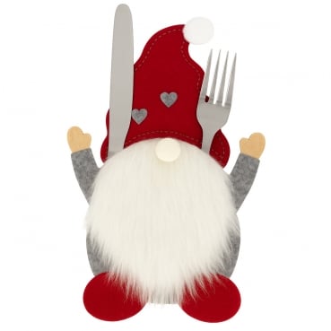 Filz Bestecktasche Weihnachten, Wichtel mit Herzen, 24 cm