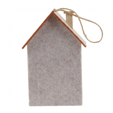 Deko Filz Haus mit Holz Verzierung und LED Beleuchtung, 14 cm Deko Filz Haus mit Holz Verzierung und LED Beleuchtung, 14 cm, Ansicht Rückseite.