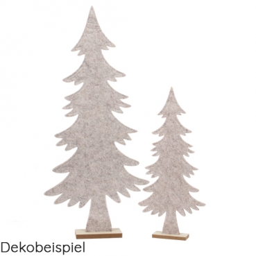 Deko Filz Tannenbäume auf Sockel, in Beige meliert.