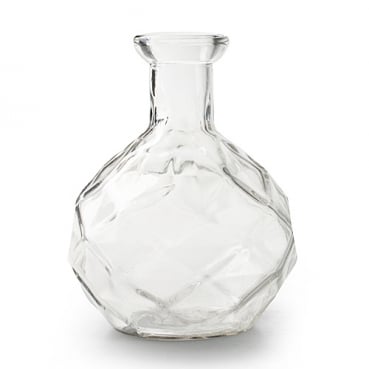 Glas Kugel Flaschen Vase Raute, klar, 15 cm