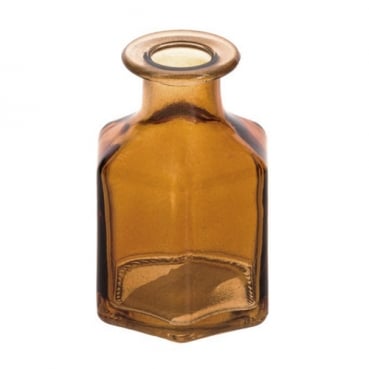 Glas Väschen sechseckig in Braun, 96 mm